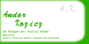 andor kozicz business card